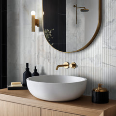 Arabescato Venato Milano Ribbo 12 in. x 24 in. Honed Fluted Marble Wall Tile by MSI (50 cases/200 sq. ft. / pallet)