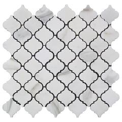 Calacatta Gold Marble Arabesque Baroque Mini Lantern Mosaic Tile Polished (Glossy)