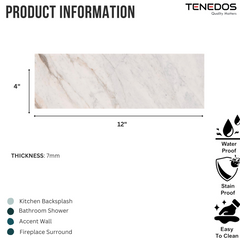 MSI Capri Blue/Gray 4x12 Honed Marble Floor Wall Mosaic Tile for Kitchen Backsplash, Flooring, Bathroom Shower, Fireplace Surround