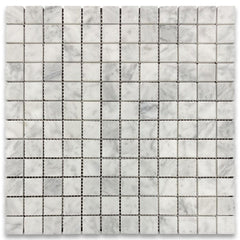 Carrara Marble Italian White Greyish Bianco Carrera 1x1 Mosaic Floor Wall Tile Honed