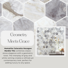 Hematite Calacatta Hexagon Marble Tile-1 piece