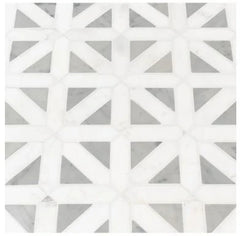 Calacatta Gold Italian Marble with Bianco Dolomite Triangles Geometrica Mosaic Tile Honed (Matte)