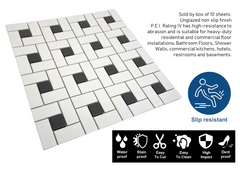 Matte White Porcelain Pinwheel Mosaic Tile with Light Black Dots - Unglazed Floor & Wall Tile for Bathroom (1 Sheet)