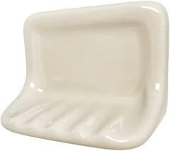 Bone Almond Ceramic Wall-Mounted Soap Dish – Glazed Surface, Recessed Tile Installation