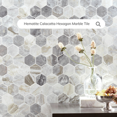Hematite Calacatta Hexagon Marble Tile-1 piece