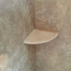 Ivory Light Travertine Corner Shower Shelf – 9 Inch Filled and Honed Stone Bathroom Accessory