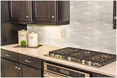 Elegant Cream & Stone Blend Rectangular Marble Panels – Natural Stone Wall Covering for Interior Design, Shower Accent Walls, Kitchen Decorative Surface