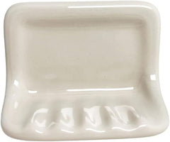Bone Almond Ceramic Wall-Mounted Soap Dish – Glazed Surface, Recessed Tile Installation
