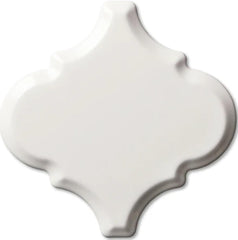 Tenedos Crystal Glow Glossy White Arabesque Porcelain Mosaic Tile 12x13 in for Kitchen Backsplash Bathroom Wall Shower Fireplace Accent