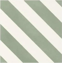 Tenedos Sage Linea 8" x 8" Matte Porcelain Tile for Wall and Floor, Diagonal Stripe Green and White Pattern, Modern Geometric Design, Indoor Outdoor Use