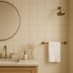 Tenedos Matte Ceramic Tile for Bathroom Wall, Shower Surround, and Kitchen Backsplash – Classic Square Design 4 x 4-1/4 Inch – 10 Pieces