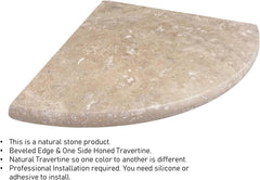 Ivory Light Travertine Corner Shower Shelf – 9 Inch Filled and Honed Stone Bathroom Accessory