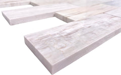 Elegant Cream & Stone Blend Rectangular Marble Panels – Natural Stone Wall Covering for Interior Design, Shower Accent Walls, Kitchen Decorative Surface