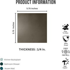 Tenedos HTCPW 6x6 Glossy Porcelain Tile – Wall & Floor Tile for Bathroom, Kitchen Backsplash, Shower, Fireplace, Indoor Use (8 Pieces)