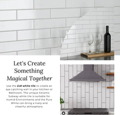 Modern 2x8 Porcelain Wall Cladding – Glossy White Interior Tile