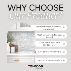 Modern Linear Glass Mosaic Tile in Silver Gray – Elegant Wall Accent for Kitchen & Bath