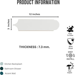 Tenedos HTCRC Glossy Wool 3x12 Interlocking Ceramic Wall Tile | Decorative Elongated Tile | Kitchen Backsplash Bathroom