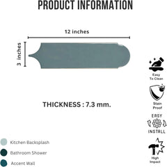 Tenedos HTCRC Glossy Wool 3x12 Interlocking Ceramic Wall Tile | Decorative Elongated Tile | Kitchen Backsplash Bathroom