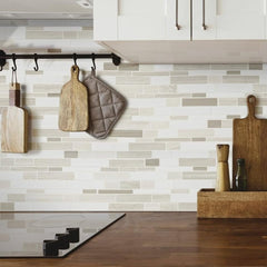 Tenedos Sonoma Ridge Interlocking Glass and Stone Mosaic Tile 4mm for Kitchen Backsplash, Bathroom Walls, Shower Accents and Home Interior Design Decor (10 Sheets)