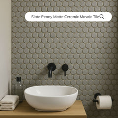 Tenedos HTC242 Slate Penny Matte Ceramic Mosaic Tile