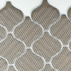 Tenedos Snowy Glossy  Arabesque Porcelain Patterned Look Wall Tile-1 piece