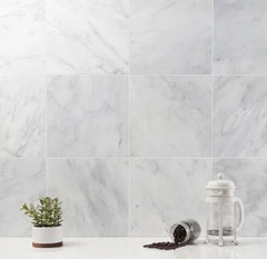 Tenedos Bianco Greyish Carrara Premium Italian 6x6 Marble Polished Wall Floor Tile 1 Square Feet (4 pieces)