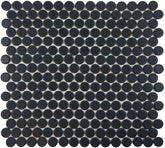 Matte Black Penny Round Porcelain Mosaic Tile - 12x12 Sheet for Backsplash, Bathroom, Kitchen Wall, Shower