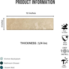 Tenedos HTCRC Marble Look Matte Porcelain Tile – 3x12 Inch Subway Wall & Kitchen Backsplash