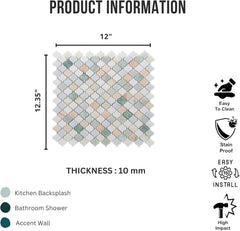 Tenedos Tuscan Mirage Arabesque Honed Marble Mosaic Tile 12x12 in Multicolor for Kitchen Backsplash Bathroom Wall Shower Floor Fireplace Accent Natural Stone (1 Sheet)
