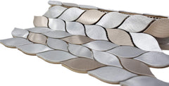 Luxury Silver & Bronze Leaf Metal Mosaic Tile - Aluminum Backsplash for Kitchen & Bathroom Walls (1 Sheet)