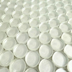 Tenedos HTC333 Shimmer Glossy Penny Round Glass Mosaic Tile 12x12 Sheet for Bathroom Wall, Shower, and Kitchen Backsplash – Sparkling Reflective Finish