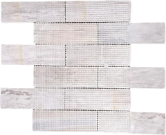 Elegant Cream & Stone Blend Rectangular Marble Panels – Natural Stone Wall Covering for Interior Design, Shower Accent Walls, Kitchen Decorative Surface