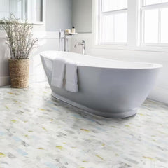 Aurora Cloud Brick Marble Mosaic Tile – Polished Natural Stone Subway Pattern for Bathroom, Kitchen Backsplash, and Shower Walls