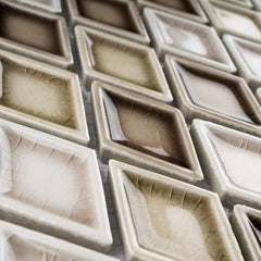 Brown Diamond Pattern Handmade Porcelain Mosaic Tile – 1 Sheet for Kitchen & Bathroom Wall Backsplash