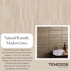 Almond Grove Decorative Beige Wood Look Porcelain Accent Panel – Matte Finish – Waterproof Floor & Wall Use – 1 Sheet