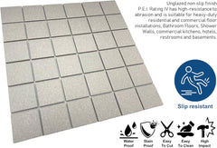 12x12 Matte Grey Unglazed Porcelain Square Tile – Italian Inspired Modern Floor-Wall Mosaic