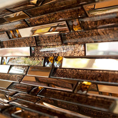 Brown Metallic Glass & Steel Designer Mosaic Tile - Premium Accent Sheet