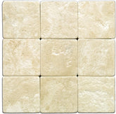 Durango Cream 4X4 Travertine Tumbled Tile - 9 pcs (1 sqft)