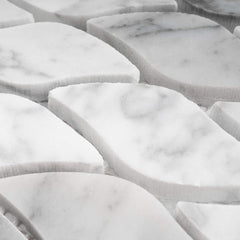White Carrara Marble Leaf Mosaic – Polished Tile for Wall and Backsplash Use