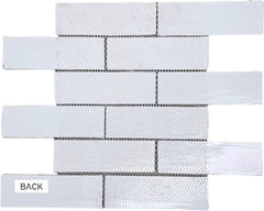 Glitter Silver Decorative Glass Accent Panel – 2x6 Textured Brick Design – 1 Sheet