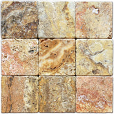 Rustic Multi-Color Natural Stone Wall & Floor Tile – 4 Inch Square Pieces, 9 Tiles per Set