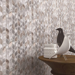 Luxury Silver & Bronze Leaf Metal Mosaic Tile - Aluminum Backsplash for Kitchen & Bathroom Walls (1 Sheet)
