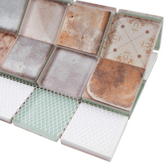 Retro Orange Glass Accent Panel – 2x2 Vintage Decorative Wall Piece for Kitchen & Bathroom – 1 Sheet