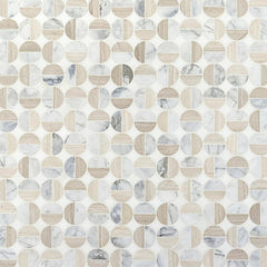 Tenedos Lunar Harmony Circles Marble Mosaic Tile – Polished Multi-Tone Natural Stone Pattern, 13x13 Mesh Sheet for Bathroom Walls, Shower Floors, Kitchen Backsplash (1 Sheet)