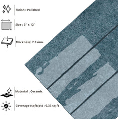 Tenedos HTCRC 3x12 Glossy Ceramic Wall Tile – Kitchen Backsplash Bathroom Wall Shower Accent – Decorative Color Variation – 1 Box (50 Pieces)