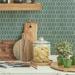 Tenedos Bright Picket Glass Mosaic Tile – 13.3" x 10.2" Glossy Finish, Kitchen Backsplash, Bathroom, Shower Wall & Accent Tile