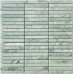 Tenedos Green Mist Honed Marble Tile – 2” x 8” Premium Natural Stone for Bathroom Floor, Shower Walls, Kitchen Backsplash, Fireplace Surround & Indoor Wall/Floor (1 Sheet)