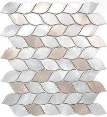 Luxury Silver & Bronze Leaf Metal Mosaic Tile - Aluminum Backsplash for Kitchen & Bathroom Walls (1 Sheet)