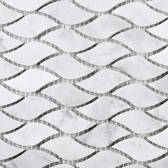 White Carrara Marble Leaf Mosaic – Polished Tile for Wall and Backsplash Use