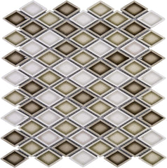 Brown Diamond Pattern Handmade Porcelain Mosaic Tile – 1 Sheet for Kitchen & Bathroom Wall Backsplash